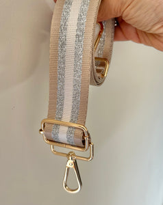 Beige and Silver Bag Strap.
