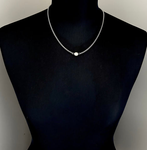 Luxe Pearl Chain (Silver White )