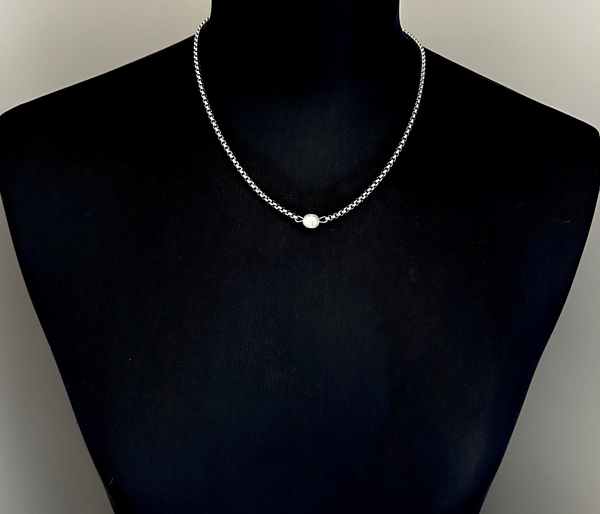 Luxe Pearl Chain (Silver White )