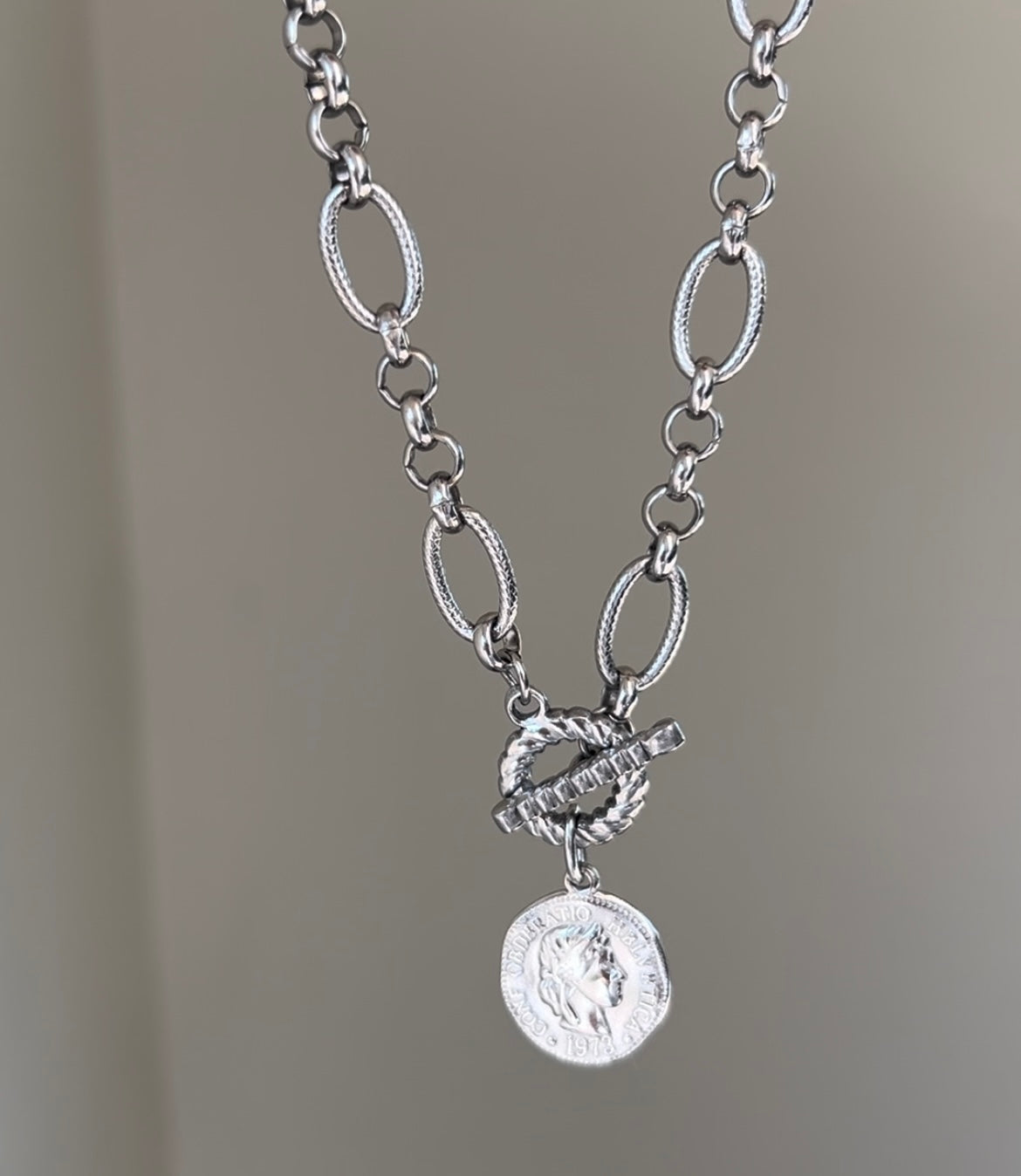 Ancient Style Coin Necklace Silver.