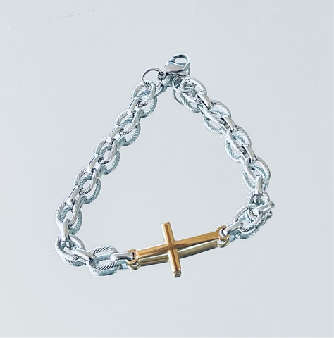 Cross Bracelet (two tone)