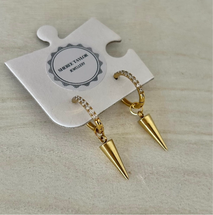 Sparkle Hoops with point charms (Gold)