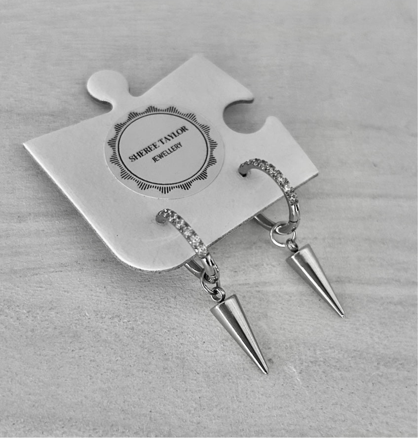 Sparkle Hoops with Point charms (Silver)