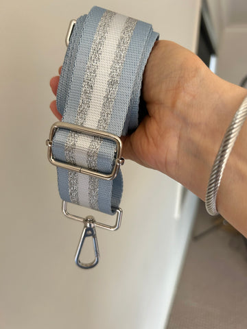 Blue and Silver Bag Strap.