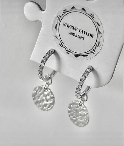 Sparkle Hoop with Disc Charm (silver)